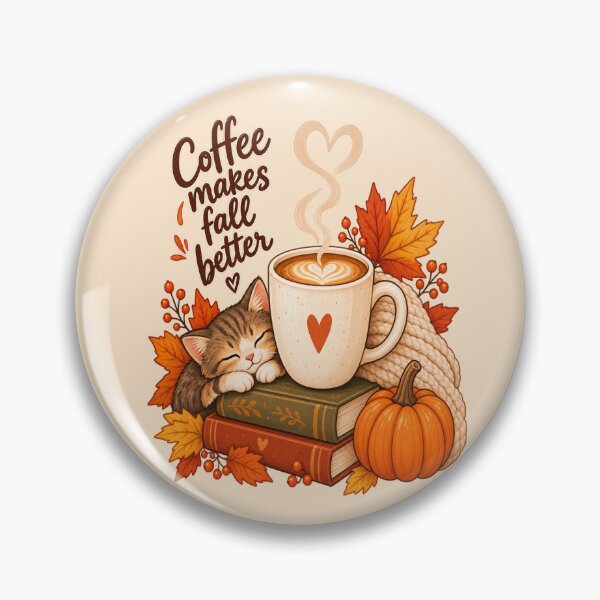 Item preview, Coffee Makes Fall Better – Cozy Autumn Coffee Cat designed and sold by NovaNest  Studio.
