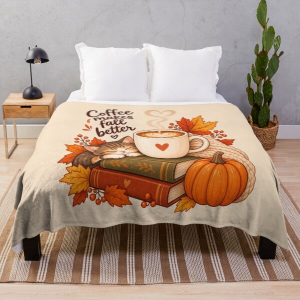 Item preview, Coffee Makes Fall Better – Cozy Autumn Coffee Cat designed and sold by NovaNest Studio.