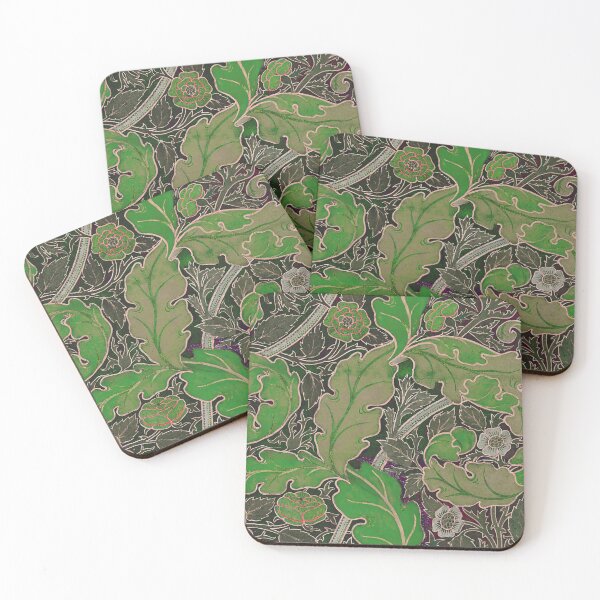 Item preview, Distressed biophilic green Acanthus & Rose William Morris floral designed and sold by Anne Londez Studio.