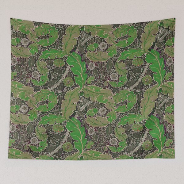 Item preview, Distressed biophilic green Acanthus & Rose William Morris floral designed and sold by Anne Londez Studio.