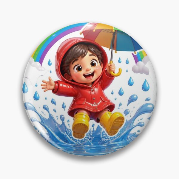 Item preview, Pitter Patter Let's Play – Cute Kid in Rain Boots and Rainbow designed and sold by LearnFunStore.