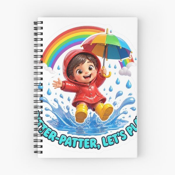 Item preview, Pitter Patter Let's Play – Cute Kid in Rain Boots and Rainbow designed and sold by LearnFunStore.