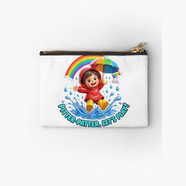 Item preview, Pitter Patter Let's Play – Cute Kid in Rain Boots and Rainbow designed and sold by LearnFunStore.