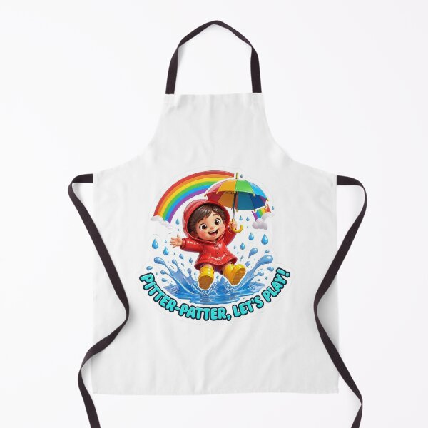 Aperçu de l'œuvre Pitter Patter Jouons ! – Un enfant mignon en bottes de pluie et arc-en-ciel créée et vendue par LearnFunStore.