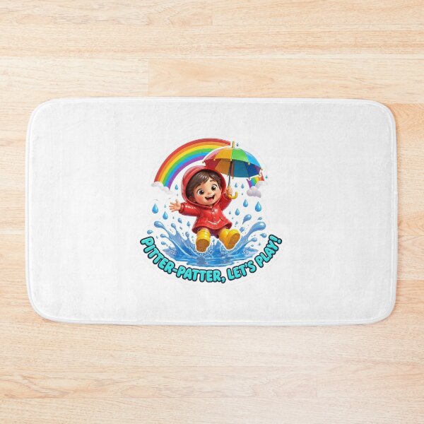 Item preview, Pitter Patter Let's Play – Cute Kid in Rain Boots and Rainbow designed and sold by LearnFunStore.