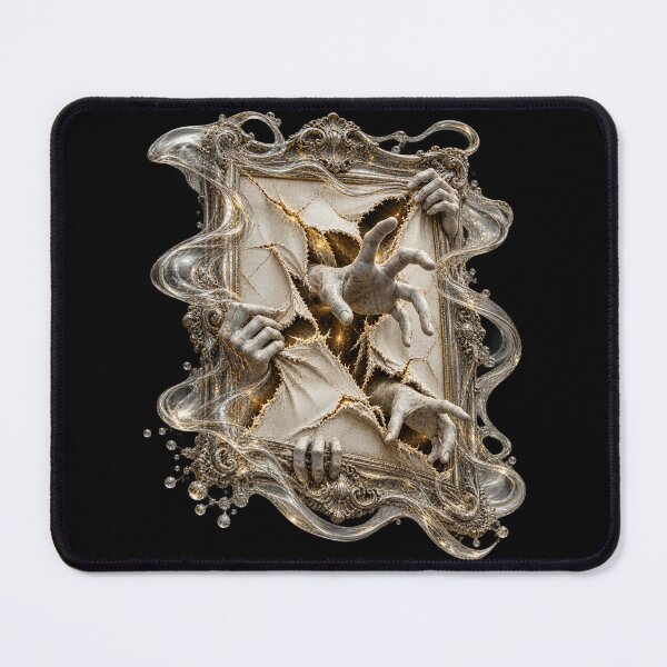 Item preview, What the Frame Could Not Hold – Surreal Hands Breaking Through Canvas designed and sold by Anyshca.
