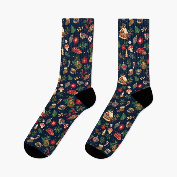 Item preview, Maximalist Christmas Treasures Pattern in Midnight Navy designed and sold by NATHA PALETTE.