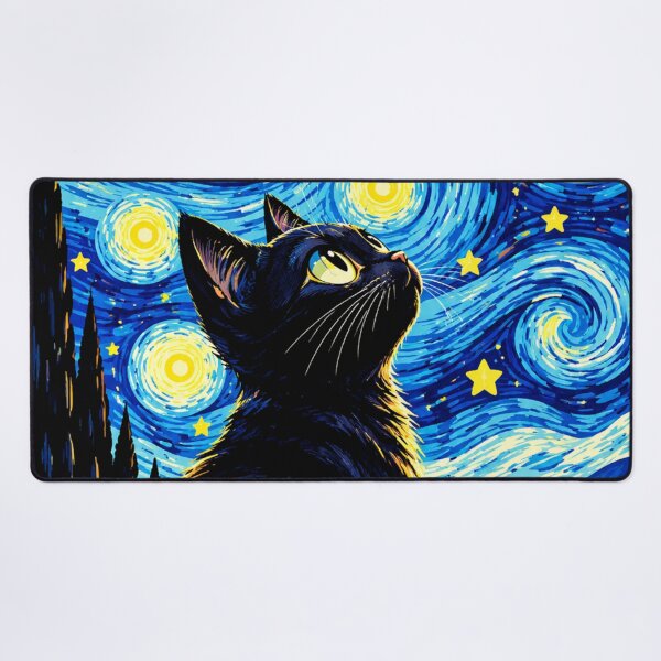 Item preview, Celestial Black Cat Under a Starry Night designed and sold by AbstractAuraArt.