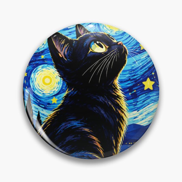 Item preview, Celestial Black Cat Under a Starry Night designed and sold by AbstractAuraArt.