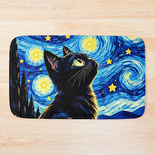 Item preview, Celestial Black Cat Under a Starry Night designed and sold by AbstractAuraArt.