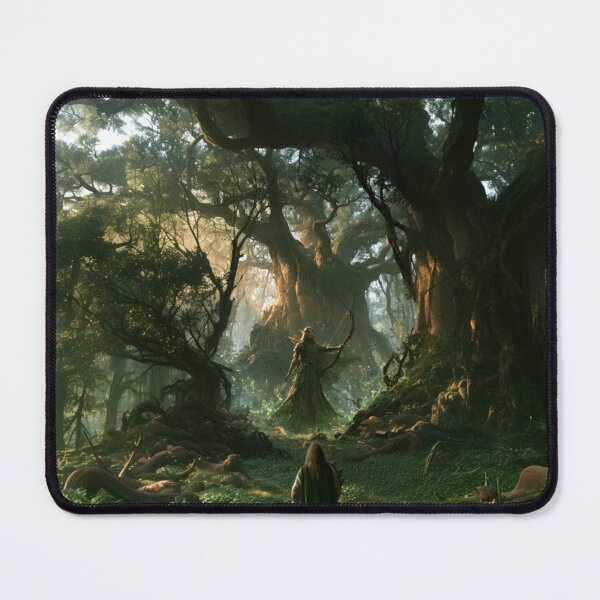 Item preview, A Wood Elf standing within an ancient forest of towering trees, surrounded by wildlife, Fantasy & Mythological Creatures designed and sold by CDC40.