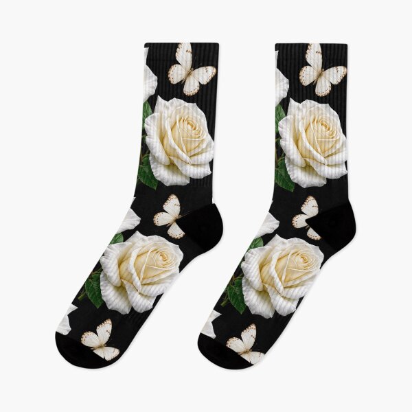 Item preview, Delicate Elegant White Roses with Butterflies Shapes Mania designed and sold by Shapes-Mania.