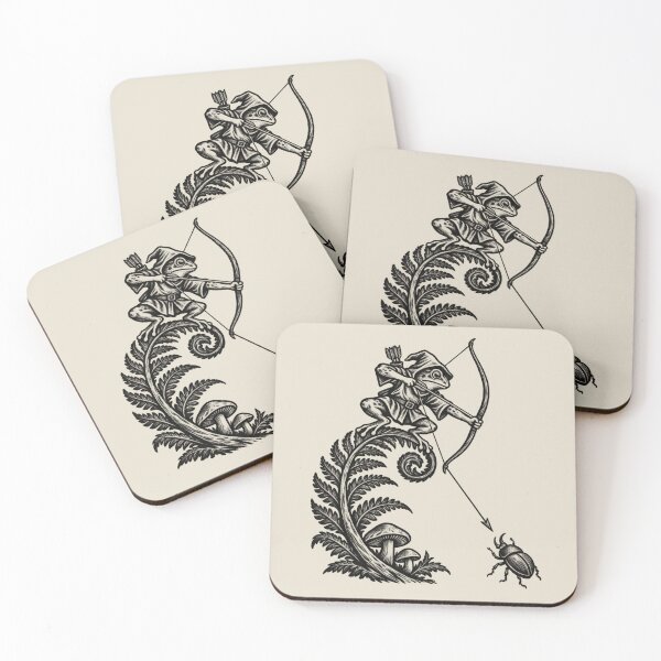 Item preview, Frog Archer Vintage Medieval Woodland Line Art designed and sold by AmiGraph.
