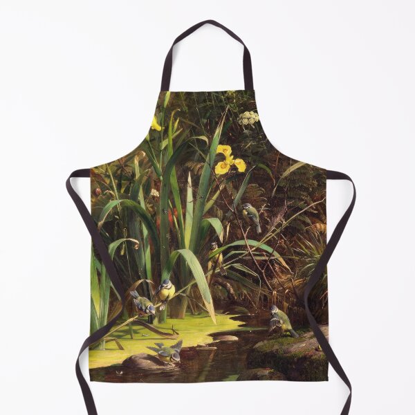 Item preview, Blue bird Bath Time amid the daffodils and reeds landscape painting by Olaf August Hermansen designed and sold by Jéanpaul Ferro.