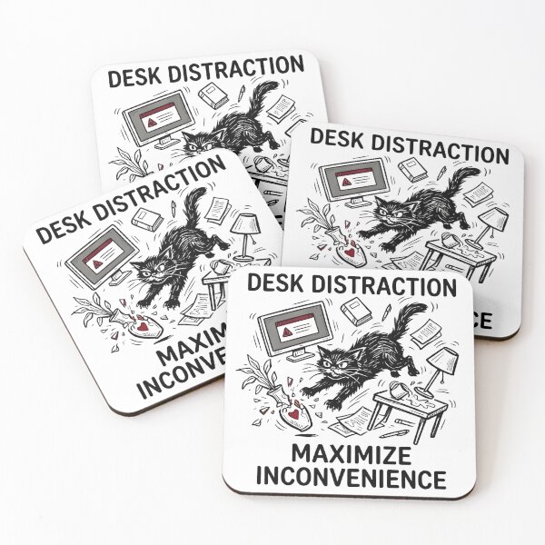 Item preview, Desk Distraction Maximize Inconvenience - Funny Cat Work From Home Retro designed and sold by HappyHarmony40.