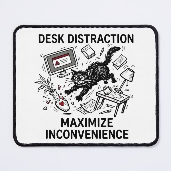 Item preview, Desk Distraction Maximize Inconvenience - Funny Cat Work From Home Retro designed and sold by HappyHarmony40.