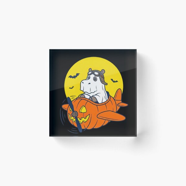 Item preview,  Cute Ghost Hippo Flying Pumpkin Plane - Halloween Pilot designed and sold by PalettePop..