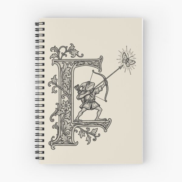 Item preview, Frog Archer Medieval Manuscript Letter F Line Art designed and sold by AmiGraph.