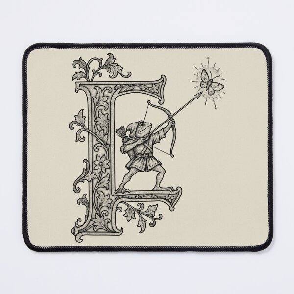 Item preview, Frog Archer Medieval Manuscript Letter F Line Art designed and sold by AmiGraph.