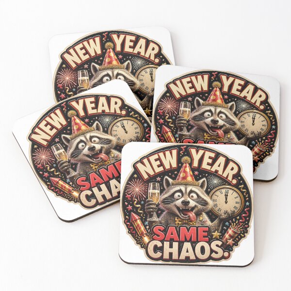 Item preview, New Year Same Chaos – Funny Raccoon New Year Design designed and sold by mo-carnival.