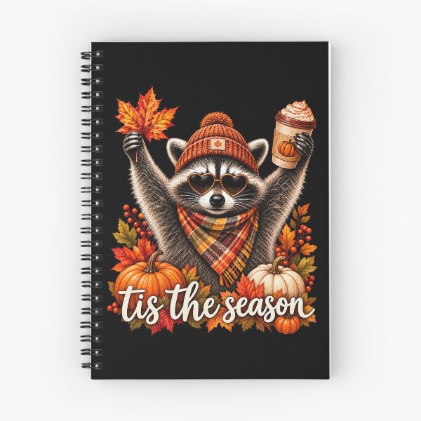 Item preview, Cozy Autumn Raccoon Pumpkin Coffee Illustration designed and sold by MelBarrerahh.