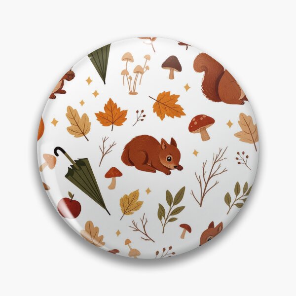 Item preview, Cute Autumn Squirrel Pattern, Cozy Fall Pumpkin Mushroom and Leaves Design designed and sold by HoMya.