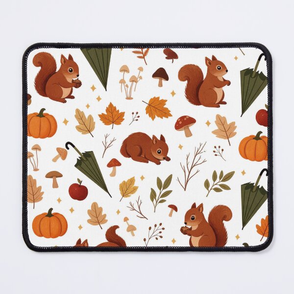 Item preview, Cute Autumn Squirrel Pattern, Cozy Fall Pumpkin Mushroom and Leaves Design designed and sold by HoMya.