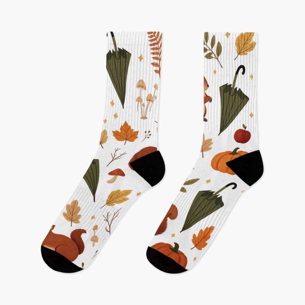 Item preview, Cute Autumn Squirrel Pattern, Cozy Fall Pumpkin Mushroom and Leaves Design designed and sold by HoMya.