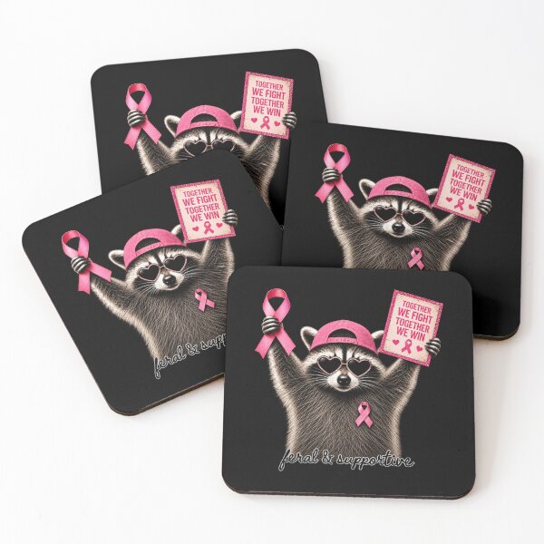 Item preview, Supportive Raccoon Pink Ribbon Awareness Design designed and sold by MelBarrerahh.
