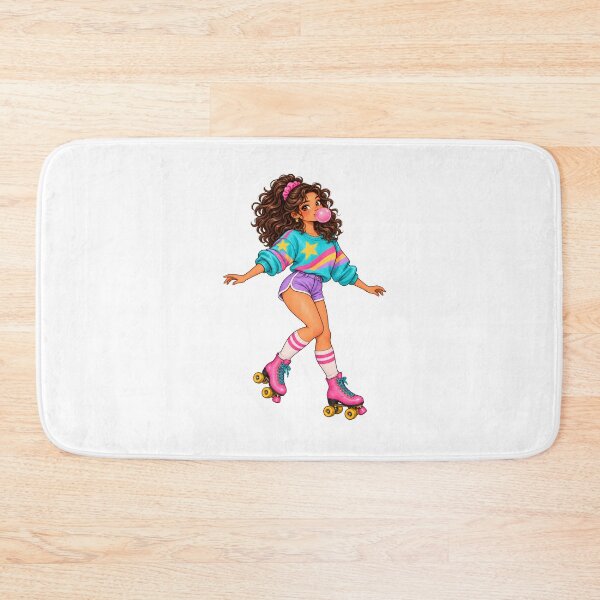 Item preview, Retro 80s Roller Skater Girl Blowing Bubblegum designed and sold by Sandy's Cheeky Studio.