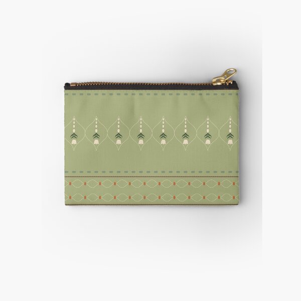 Item preview, Thai Crown Flower and Jasmine Threaded Border – Sage Green Botanical Stripe Pattern designed and sold by NATHA PALETTE.