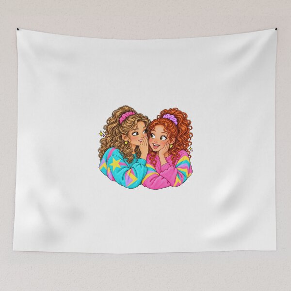 Item preview, Redhead and Blonde Besties Whispering Retro 80s designed and sold by Sandy's Cheeky Studio.