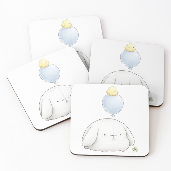 Item preview, Cute Bunny Balloon Chick Riding Kawaii Sticker designed and sold by xiaoxiaochibi.