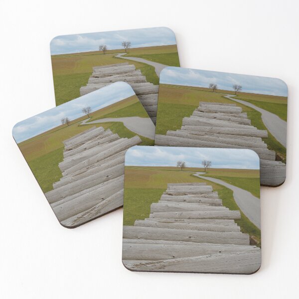 Item preview, Stacked wooden logs paht ways to heaven , stretching into country landscape designed and sold by Shemski.