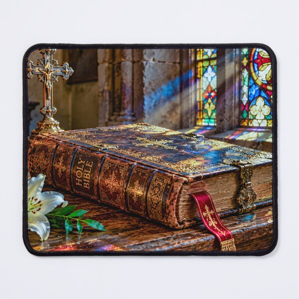 Item preview, Illuminated Bible Beneath Stained Glass designed and sold by AJEvans.