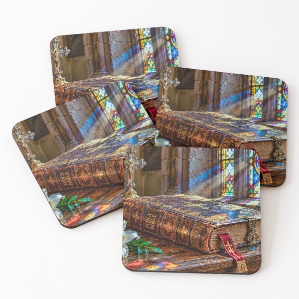 Item preview, Illuminated Bible Beneath Stained Glass designed and sold by AJEvans.