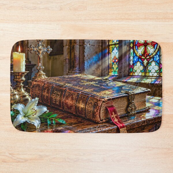 Item preview, Illuminated Bible Beneath Stained Glass designed and sold by AJEvans.