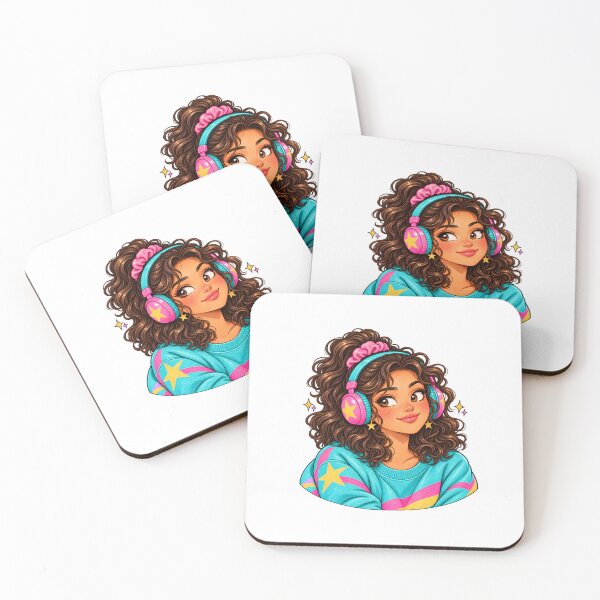 Item preview, Headphones Girl Retro 80s Music Lover designed and sold by Sandy's Cheeky Studio.