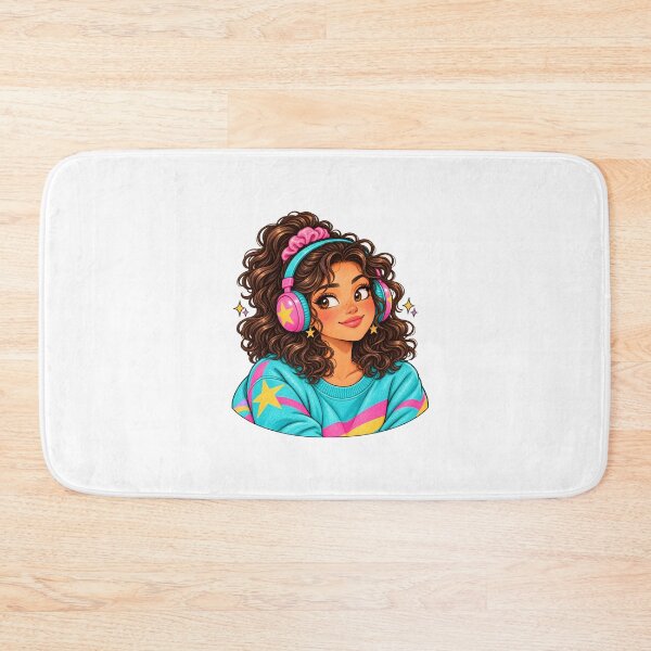 Item preview, Headphones Girl Retro 80s Music Lover designed and sold by Sandy's Cheeky Studio.