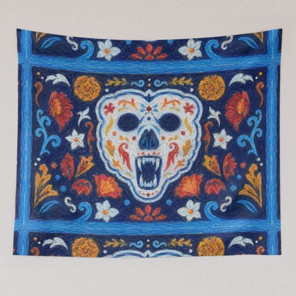Item preview, Chicago bears calavera vamos bears flag designed and sold by Sophie Lukasik.
