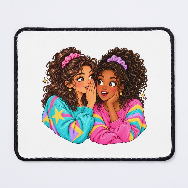 Item preview, Besties Whispering Secrets Retro 80s Best Friends designed and sold by Sandy's Cheeky Studio.