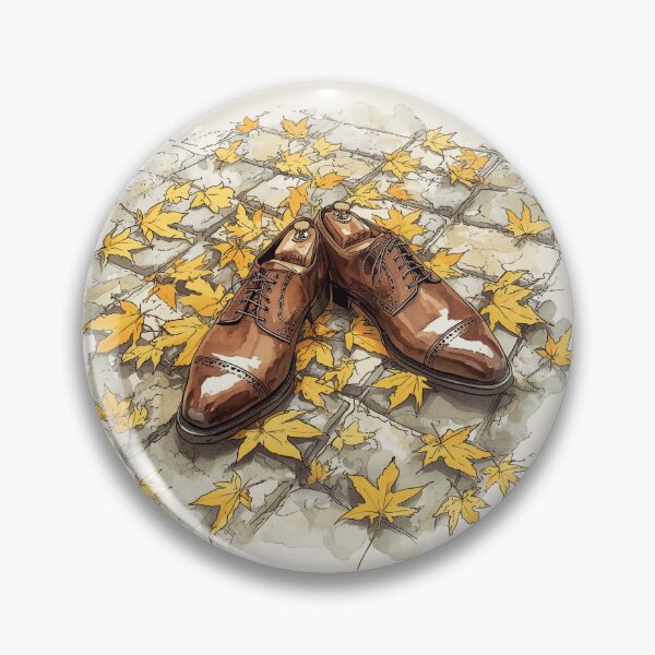 Artikelvorschau, Vintage Brown Leather Oxford Shoes on Cobblestone Autumn Leaves Illustration    entworfen und verkauft von Alt Casterwill .