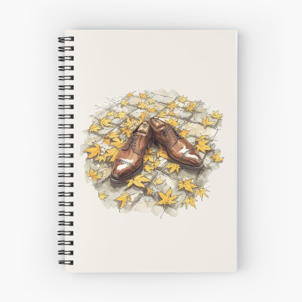 Item preview, Vintage Brown Leather Oxford Shoes on Cobblestone Autumn Leaves Illustration    designed and sold by Alt Casterwill .