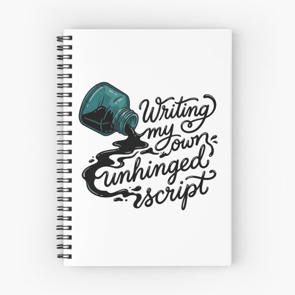 Item preview, Writing My Own Unhinged Script Hand-Drawn Spilled Ink Bottle Author Quote designed and sold by raedattia.