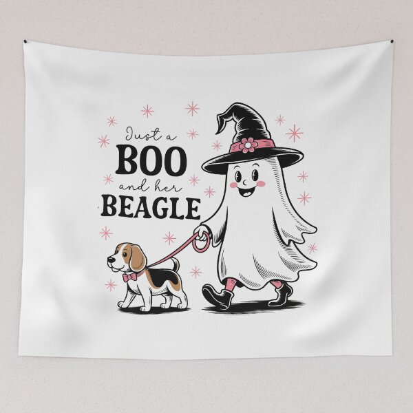Item preview, Just a Boo and Her Beagle Retro Ghost Halloween Dog Mom Pink designed and sold by elisarasada.
