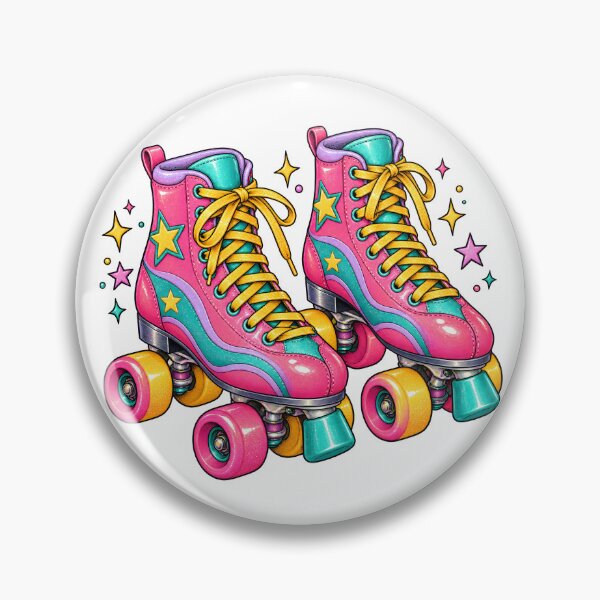 Item preview, Retro 80s Pink Glitter Roller Skates designed and sold by Sandy's Cheeky Studio.