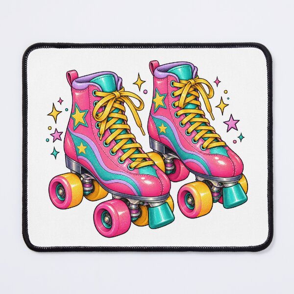 Item preview, Retro 80s Pink Glitter Roller Skates designed and sold by Sandy's Cheeky Studio.