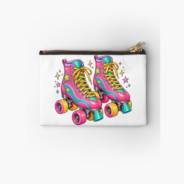 Item preview, Retro 80s Pink Glitter Roller Skates designed and sold by Sandy's Cheeky Studio.