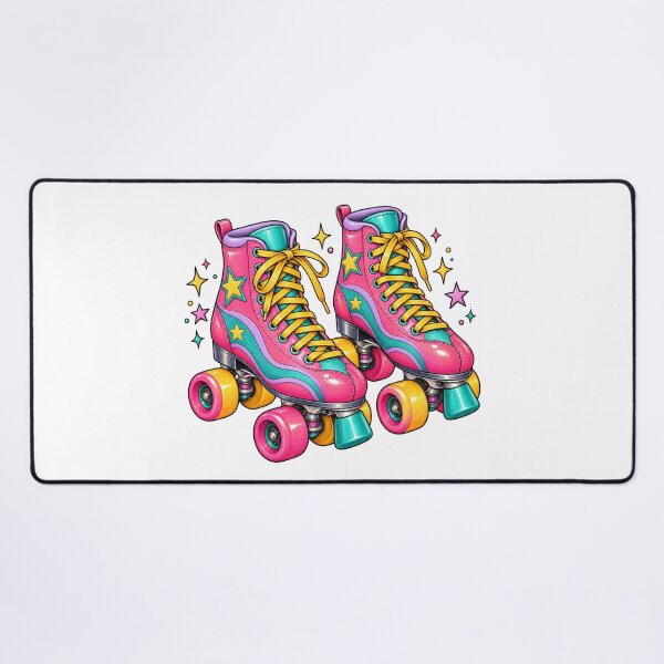 Item preview, Retro 80s Pink Glitter Roller Skates designed and sold by Sandy's Cheeky Studio.