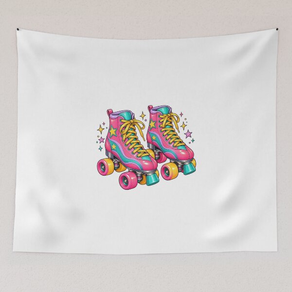 Item preview, Retro 80s Pink Glitter Roller Skates designed and sold by Sandy's Cheeky Studio.